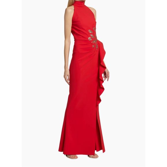 NWT Chiara Boni La Petite Robe Teodorina Sequined Ruffle Halter Gown US4 $1090 - Picture 2 of 11